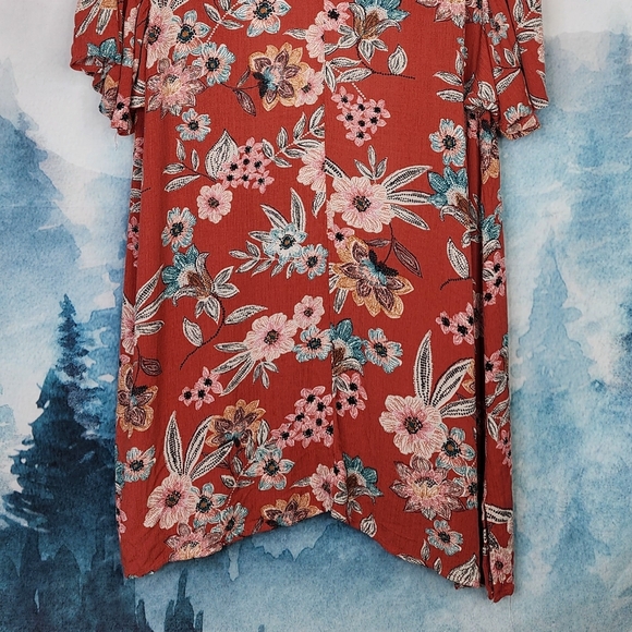 Maurice's Floral Open Front Short Flutter Sleeve Cardigan Women's 1X - Picture 10 of 16